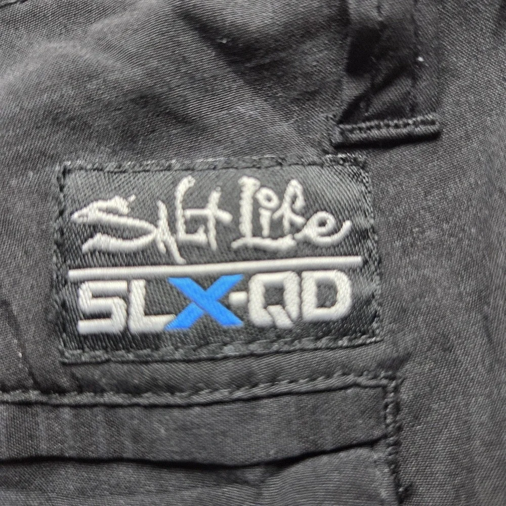 Salt Life SLX-QD Shorts Mens 34 Black Microfiber Chino 10 Inseam Quick Dry